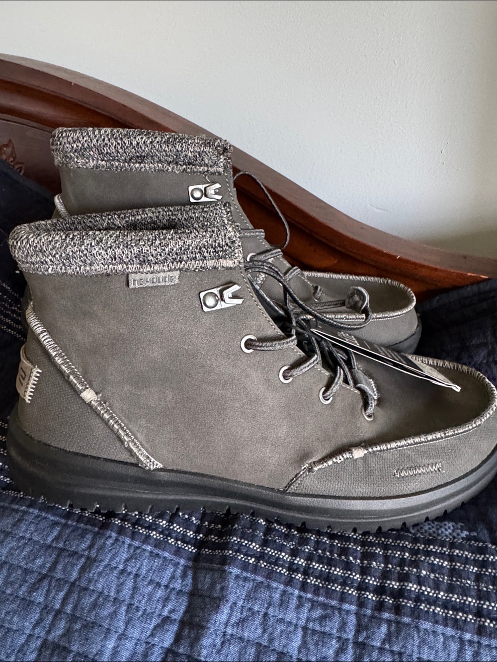 Hey Dude Men's Bradley Charcoal Gray Lace-Up Casual Boots